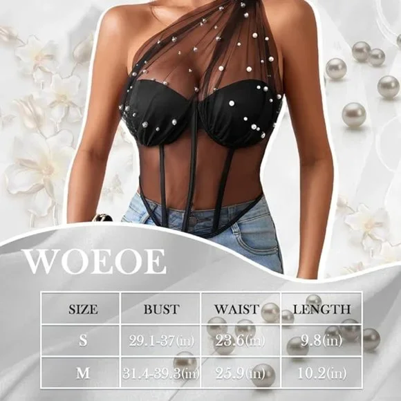 Sheer One Shoulder Bustier Top - Picture 4 of 5